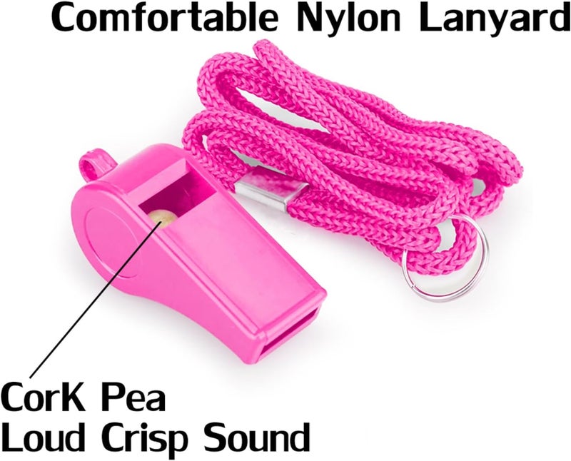 Hipat Loud Sports Whistle with Lanyard – High-Pitched Pink Plastic Whistles for Coaches, Outdoor Safety, Dog Training, Party Favors - Image 4